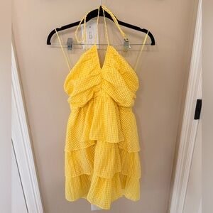 Yellow Ruffled Mini Dress